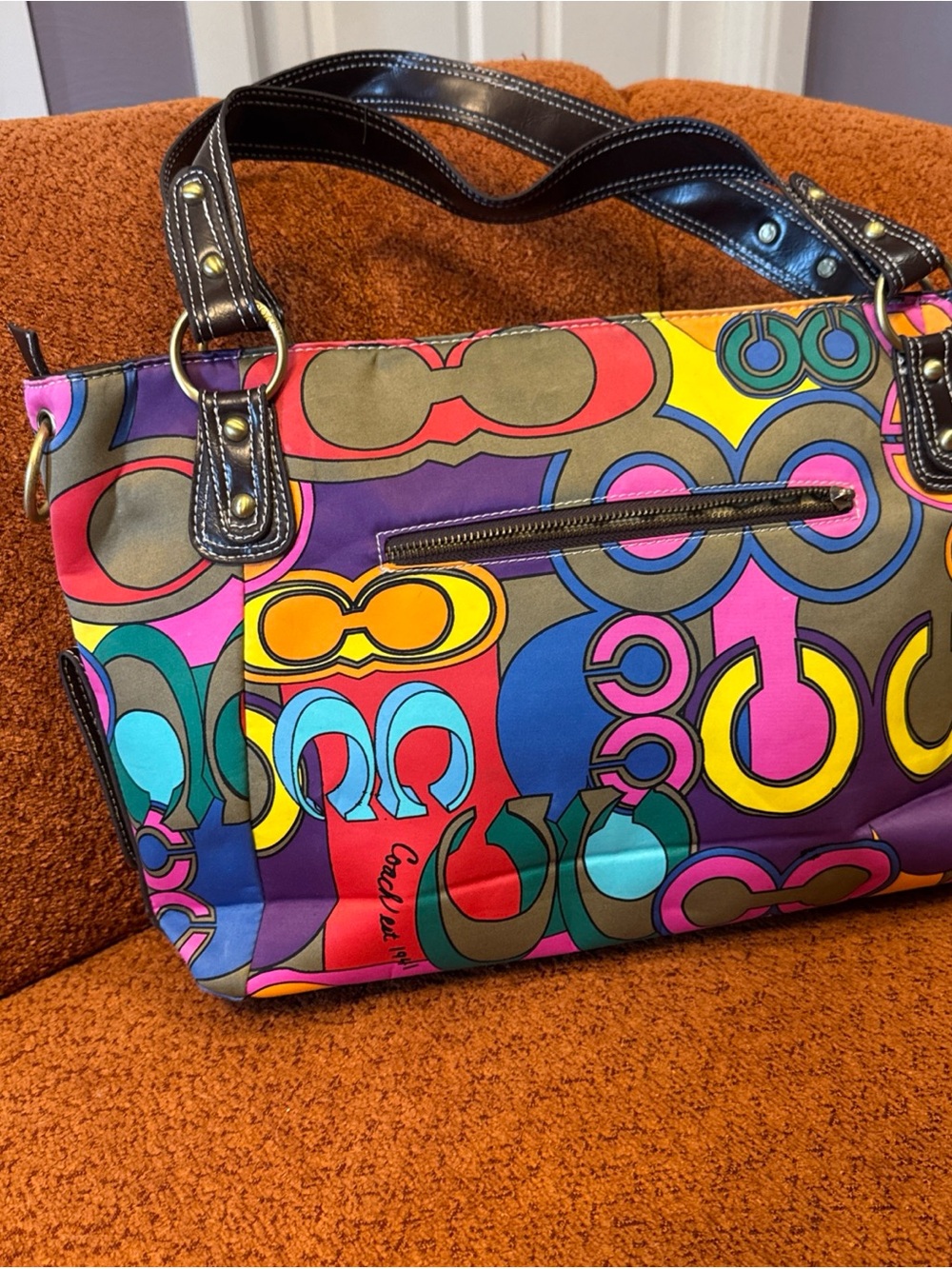 Coach Poppy"Pop C"  Glam Shoulder Bag  Vibrant MultiColor - Picture 12 of 14